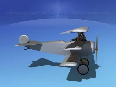Fokker DR-1 Triplane Bare Metal 3D model