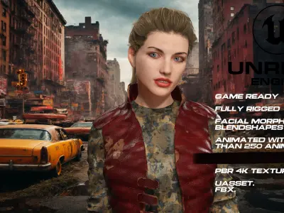 Zombie Hunter full rigged - game ready - animated Low-poly 3D model