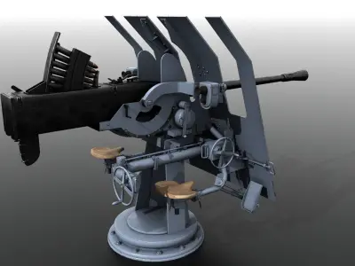 German 37mm FLAK 42 Low-poly 3D model