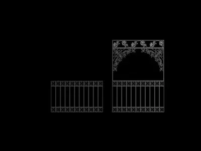 Balcony wrought iron gate design Free 3D model