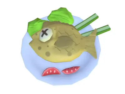 Cooked fish  Low-poly 3D model