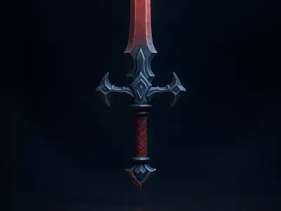 Medieval Fantasy Sword - Low Poly - PBR Blender Low-poly 3D model