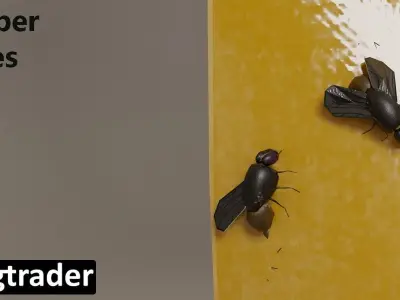 Fly Paper with Dead Flies 3D model