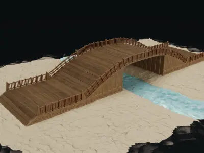 Old Wooden Bridge 3D model