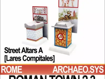 Roman Town Street Altars A 2 3 Low Poly Lares Compitales 3D model