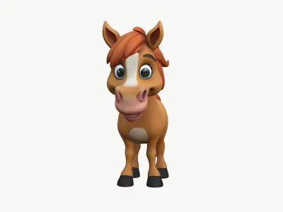 High-Quality Stylized Cartoon Foal 3D model