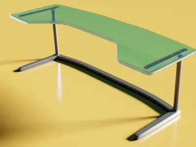 Glass Computer Desk Free low-poly 3D model
