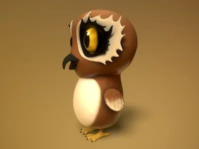 cartoon owl Low-poly 3D model