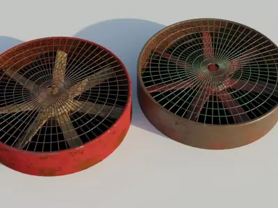Turbine 3D model two rusty fans Low-poly 3D model