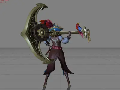 Ruby Pirate Parrot Low-poly 3D model