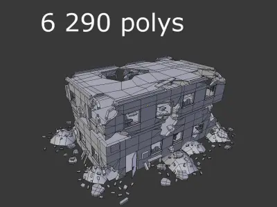 low poly destroyed building 6 Low-poly 3D model