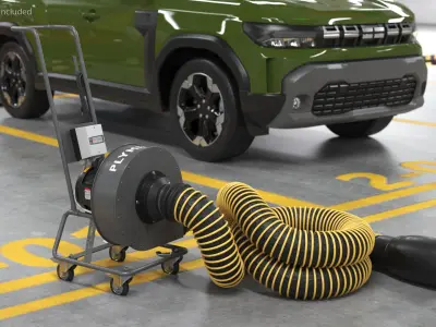 FumeCaddie Vehicle Exhaust Extractor Rigged for Maya 3D model