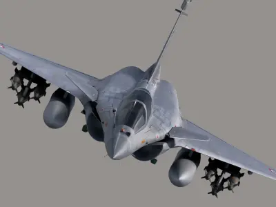 Dassault Rafale B - Fully Rigged - with high resolution Textures Low-poly 3D model