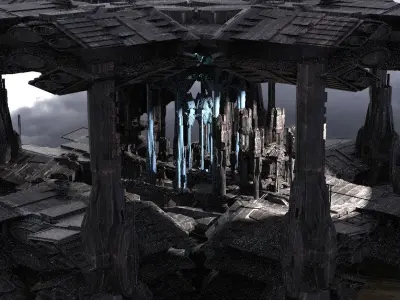 Elven Sci Fi city Courtyard massive 2 3D model