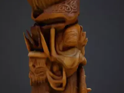 Viking Totem Wood Low-poly 3D model
