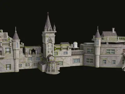 Old Haunted Castle PBR Unity Unreal Engine Textures Included Low-poly 3D model
