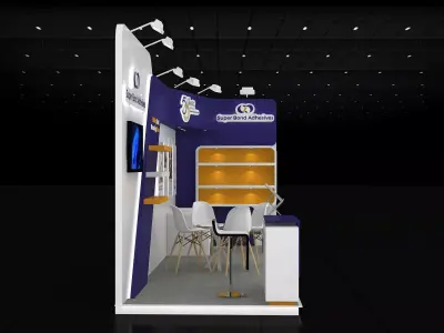 6mtr x 2mtr expo stall 2side open Exhibition Stand Free low-poly 3D model