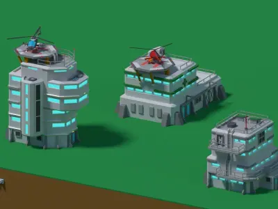 Sci-Fi building Low-Poly Free low-poly 3D model