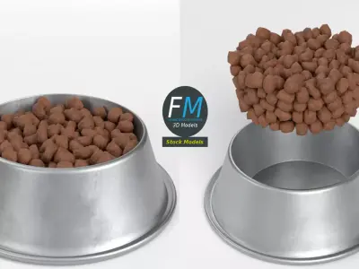 Dog bowl with food Free low-poly 3D model