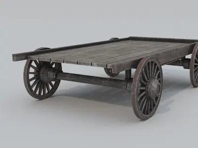 Market carts and props Low-poly 3D model