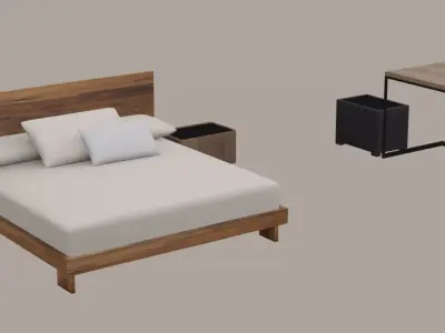 Walnut Furniture Room Set 3D model