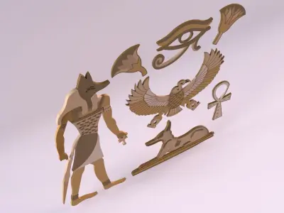 Egyptian Symbols - 040 Low-poly 3D model
