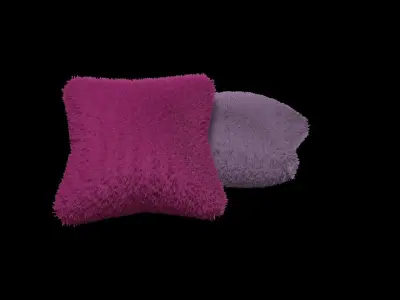 Two Square Faux Fur Pillow 3 3D Models Free 3D print model