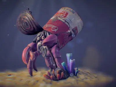 Hermit Crab Low-poly 3D model