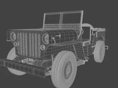 jeep retro low poly 3d Low-poly 3D model