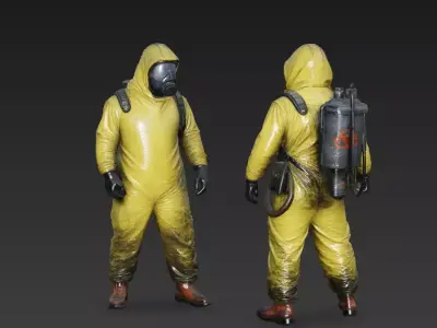 Post Apocalyptic Hazmat Character  Biohazard Containment  3D model
