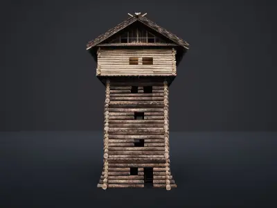 WATCHTOWER TOWER FORT SLAVIC PALISADE WOODEN CASTLE MEDIEVAL AAA Low-poly 3D model