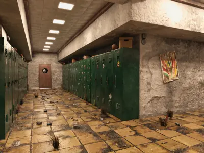Abandoned 1970 Locker Hallway 3D model