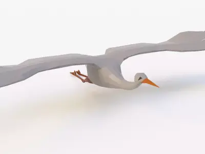 Crane bird 3d model  Low-poly 3D model