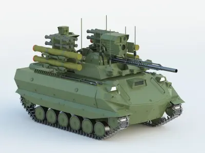 Uran-9 armored vehicle with machine gun 3D model