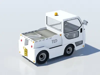 Small JET 16  bagagge tractor static low poly ground equipment Low-poly 3D model