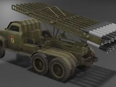 BM-13N Katyusha multiple rocket launcher  Low-poly 3D model