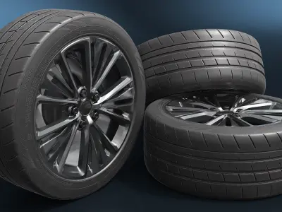 Wheel Hybrid Car with Low Profile Tire 3D model