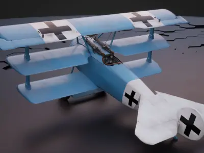 Fokker Dr1 - ww1 Red baron 3D model