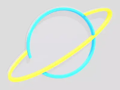 Neon Sign Planet Low-poly 3D model