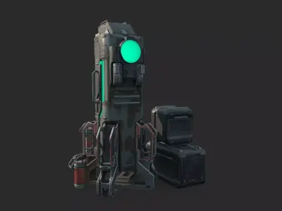 Future Sci-Fi Battery Charging Station 3D model