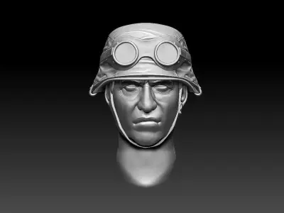 helmet soldier wearing and goggles 3D print model