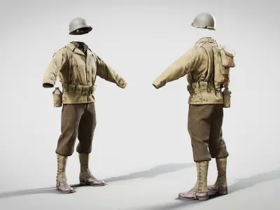 US WWII Infantry Soldier Summer Style 3D model