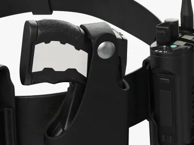 Tactical Utility Belt with Holster Black 3D model