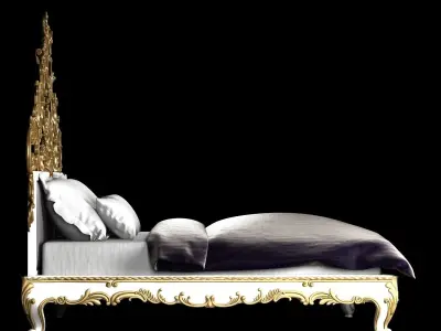 Venetian king gold decorated bed 3D model