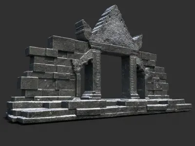 Low poly Snow Ruin Asia Temple Pack Low-poly 3D model