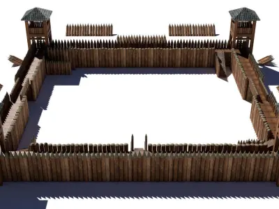 Fort Modular Low-poly 3D model