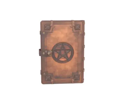 3D Leather Grimoire Book Cover Pentagram and Aged 3D model