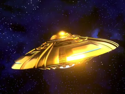 UFO 1 Golden Low Poly Game Asset Low-poly 3D model