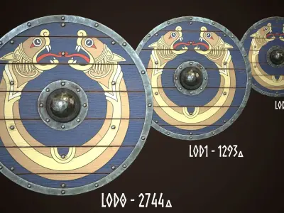 Viking Shield 21 Low-poly 3D model