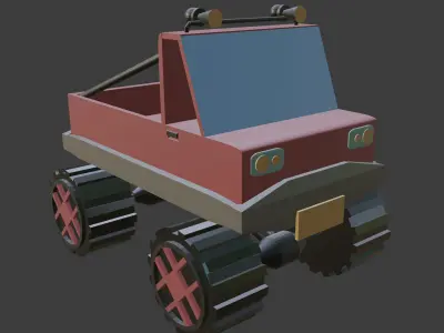 Low poly truck monster Low-poly 3D model